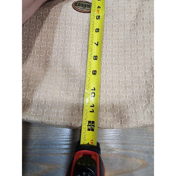 FOSSIL Explorer Foldover Flap Leather and Textured Canvas Cotton Shoulder Bag - Picture 7 of 10